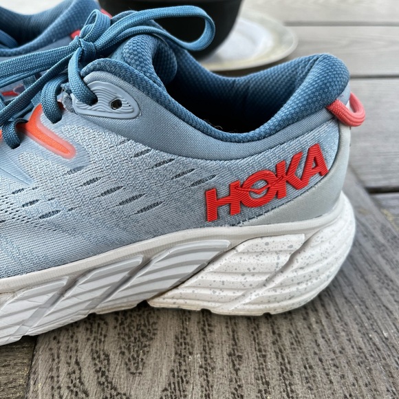 Hoka Light Blue Running Shoes with Coral Accents Size 7 - Picture 3 of 10
